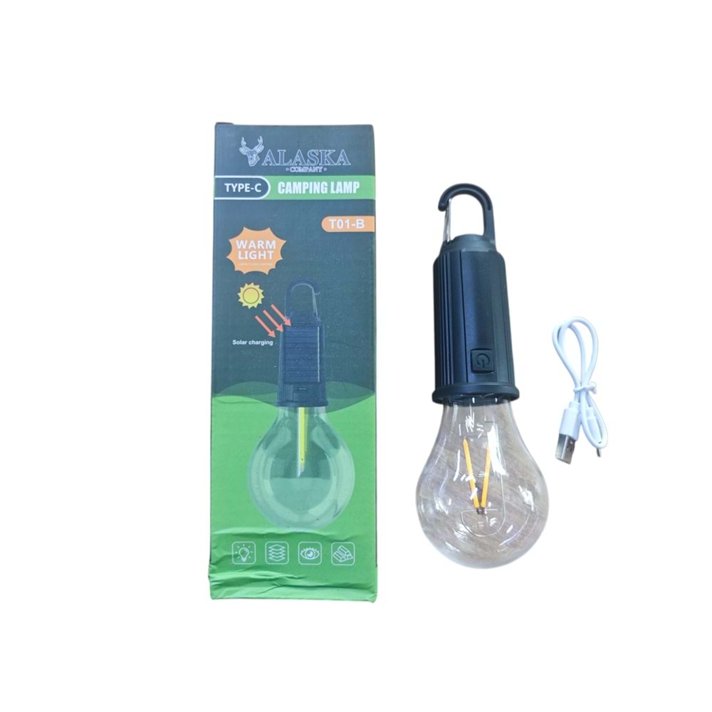 SDRLED002 Alaska T01-B Solar Şarjlı Askılı Led Ampul