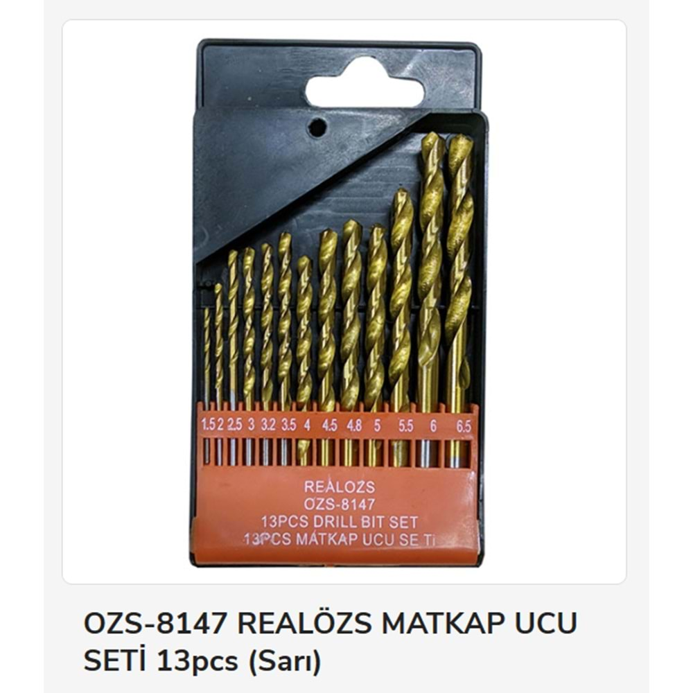 Ozs-8147 Real Özs Matkap Ucu Seti 13Pcs (Sarı)