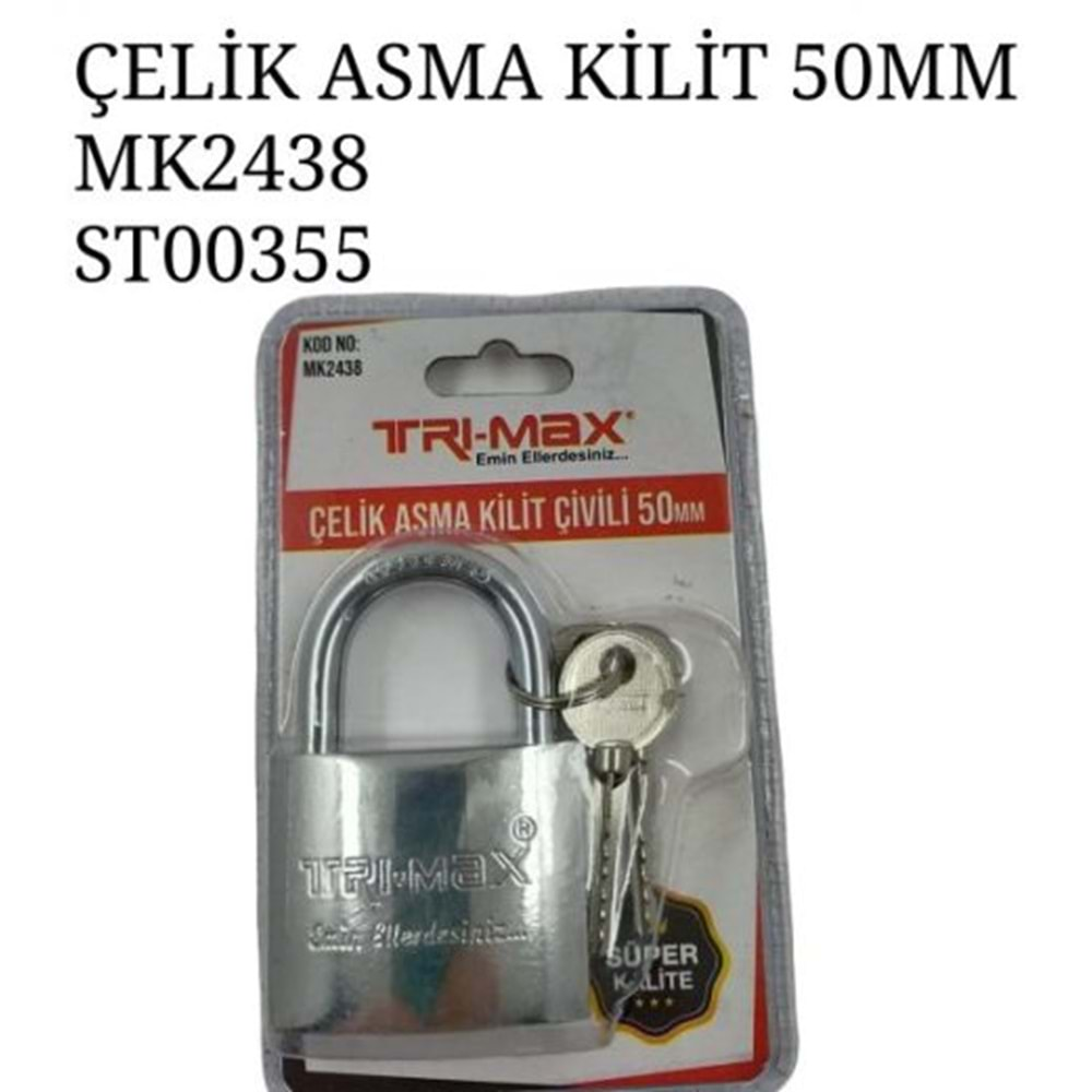 Mk2438 Trı-Max Çelik Asma Kilit 50Mm (Çivili)