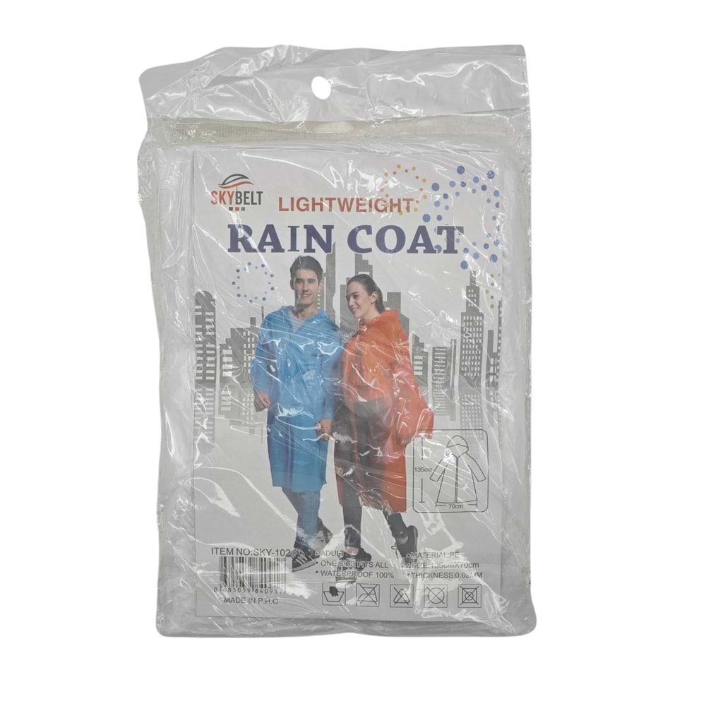 SKY-102 Skybelt Rain Coat İnce Kullan At Yağmurluk - Şeffaf