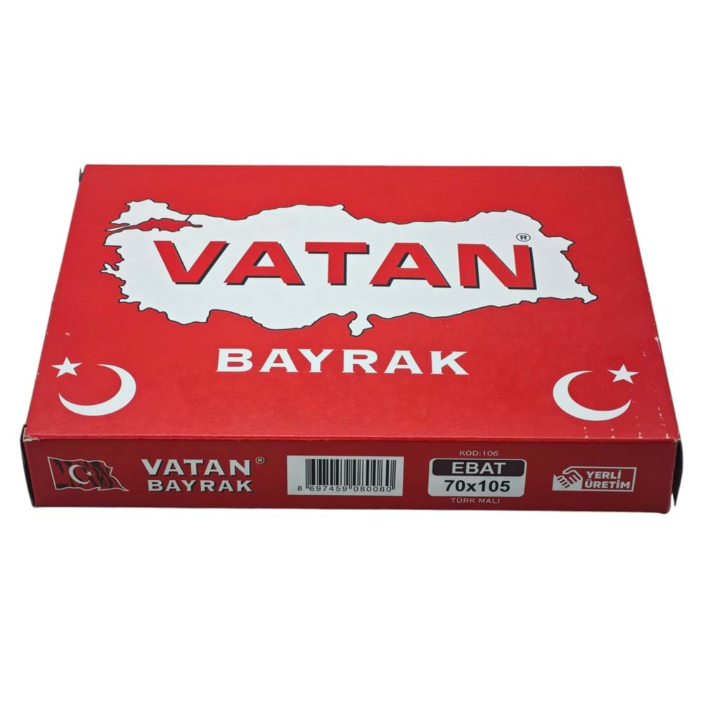 106 Vatan Ebatlı Kumaş Bayrak 70*105cm