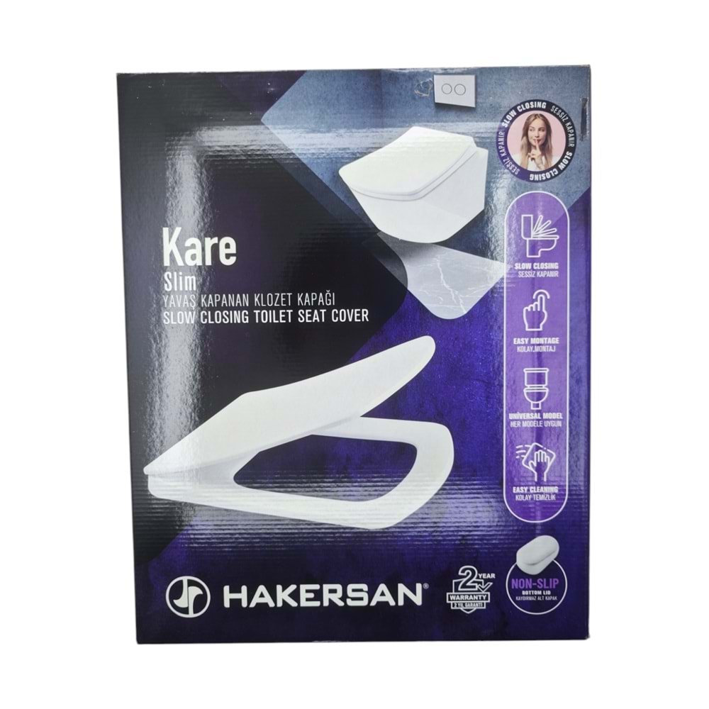 00993 Hakersan Kare Slim Yavaş Kapanan Klozet Kapağı