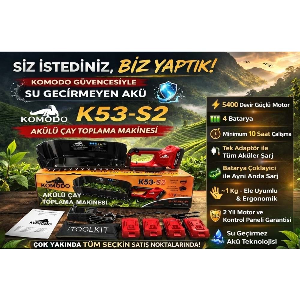 K53-S2 Komodo Şarjlı Çay Toplama Makinesi