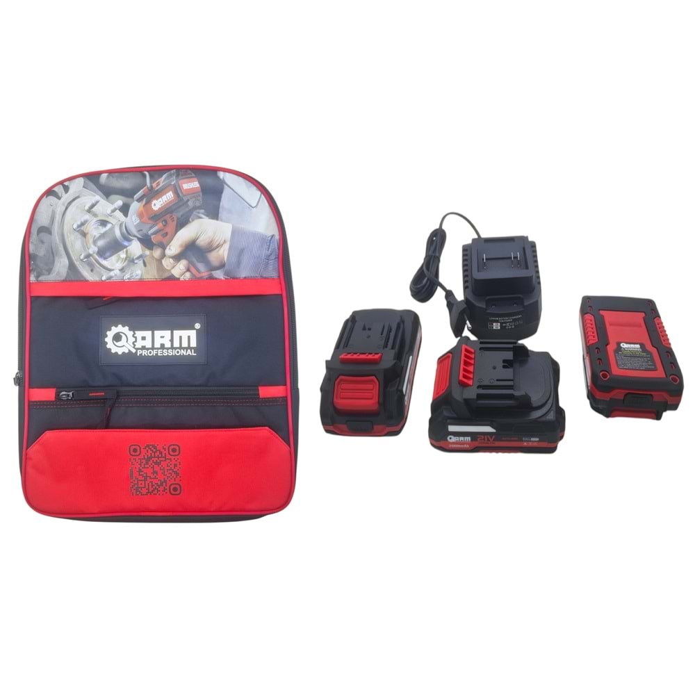 CM-2.0A-F ARM 21V 2.0A 3lü Batarya Seti + Sırt Çantası