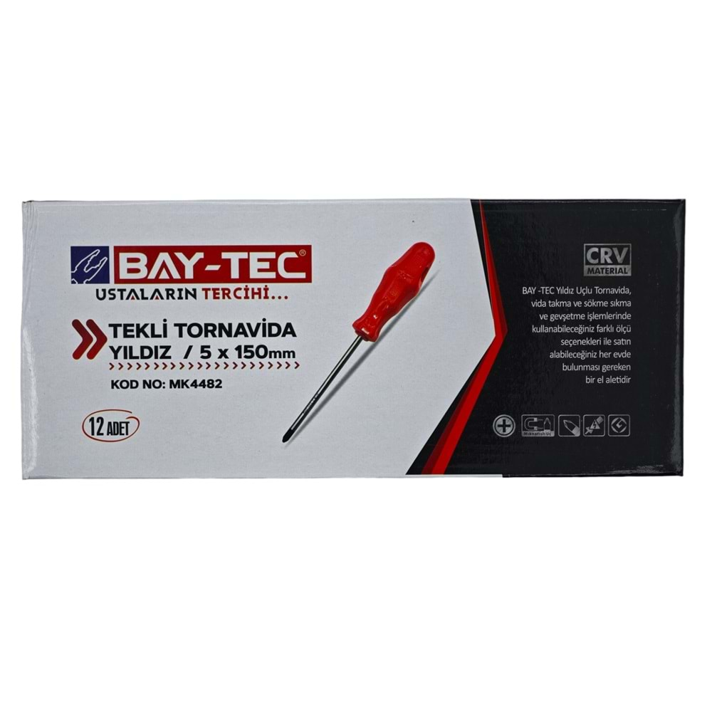 Mk4482 Bay-Tec Tekli Tornavida 5*150 (Yıldız)