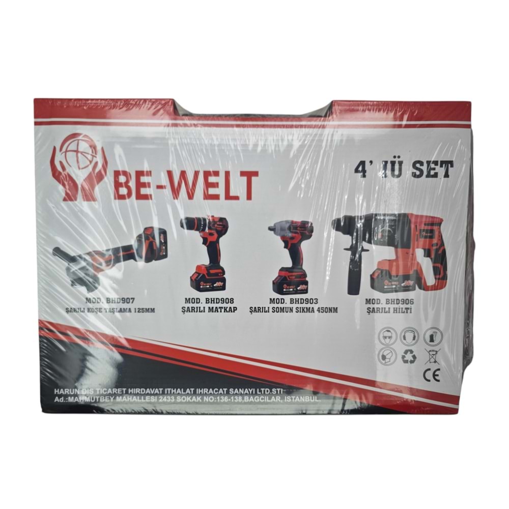 BHD.ST04 Be-Welt 36V 4lü Şarjlı Set - BHD903-BHD906-BHD907-BHD908