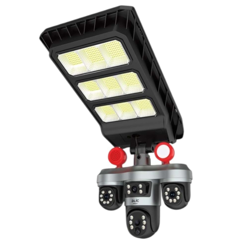 BLM-102 Blic 13W Solar Sarjlı Led Sokak Lambalı 3+3+3MP IP Kamera