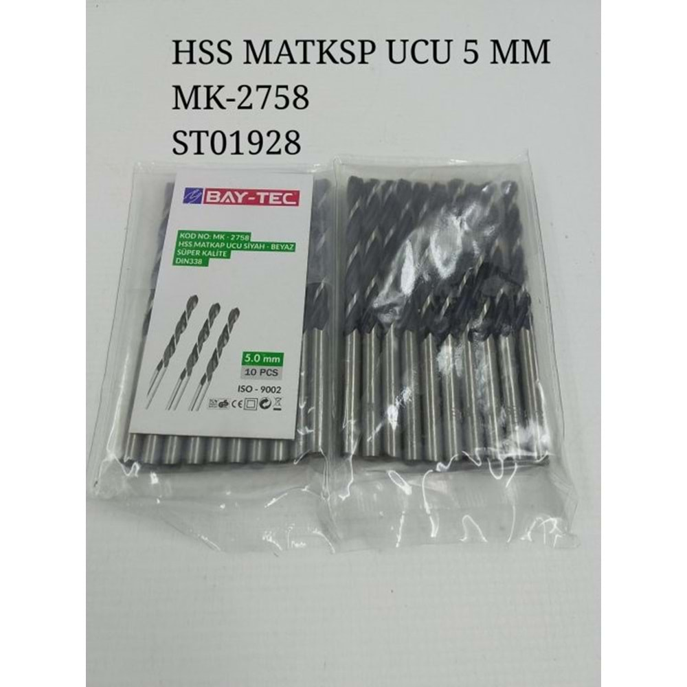 Mu0970 Bay-Tec Hss Matkap Ucu 5.0Mm (Siyah-Beyaz)