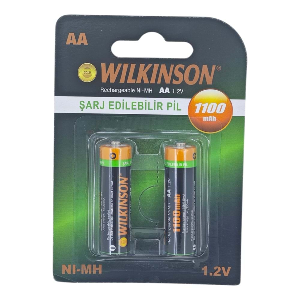 NI-MH Wilkinson AA 1.2V 1100mAh Şarjlı Kalem Pil 2li