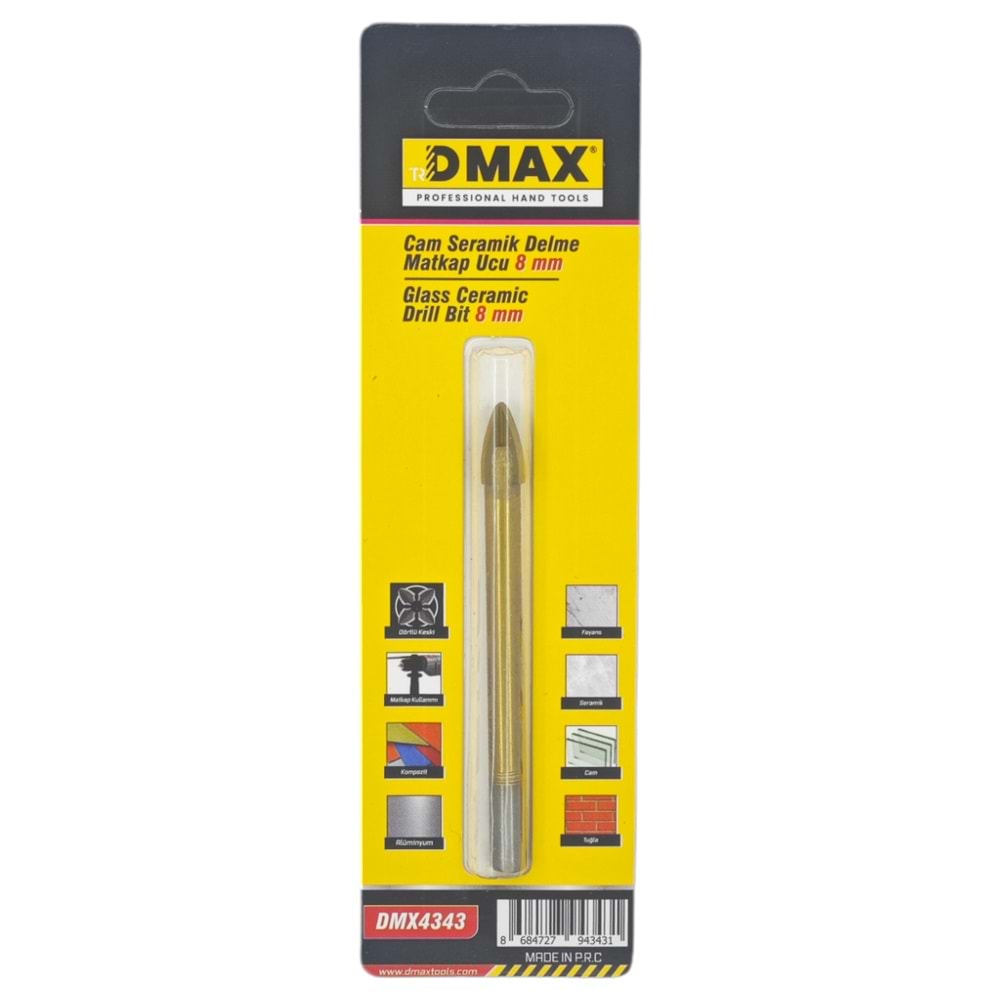 DMX4343 D-Max Cam Seramik Delme Matkap Ucu 8mm