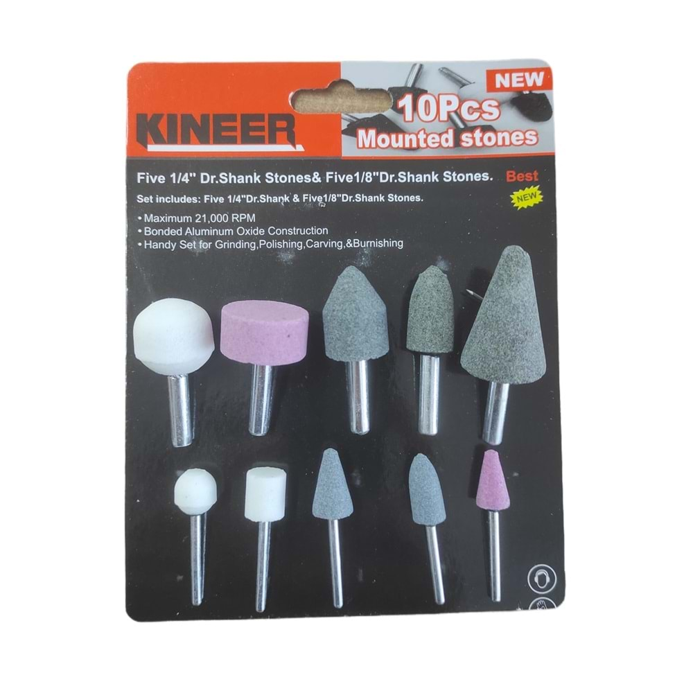 Knr-0101A Kneer 1/4-1/8 Taşlama Seti 10Prç