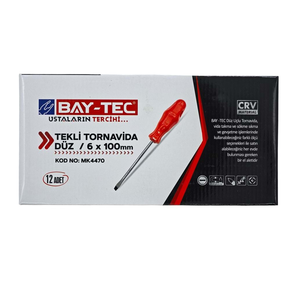 Mk4470 Bay-Tec Tekli Tornavida 6*100 (Düz)