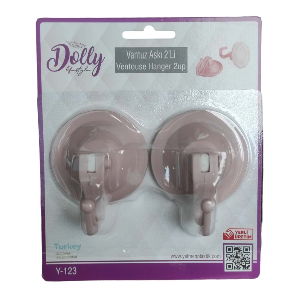 Y-123 Dolly Kilitli Askı Vantuz 2Li