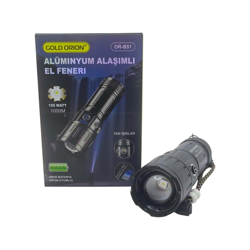 OR-B51 Gold Orion Alüminyum Alaşımlı Şarlı El Feneri