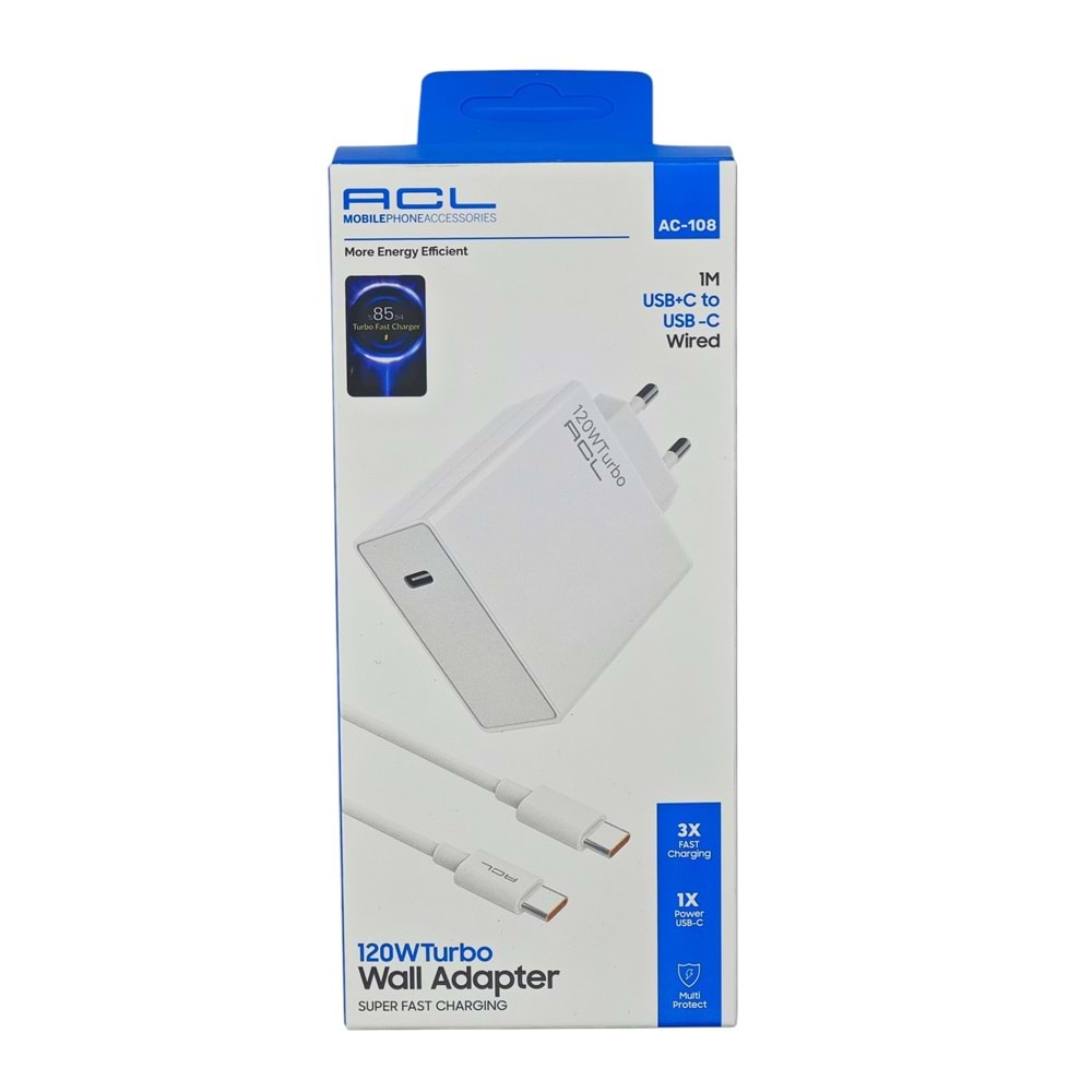 AC-108 Acl PD 120W Turbo Hızlı Şarj Seti - Type-C to C