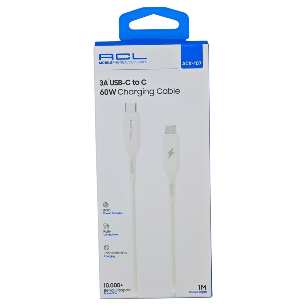ACK-107 Acl PD 3A 60W Hızlı şarj Seti - Type-C to C