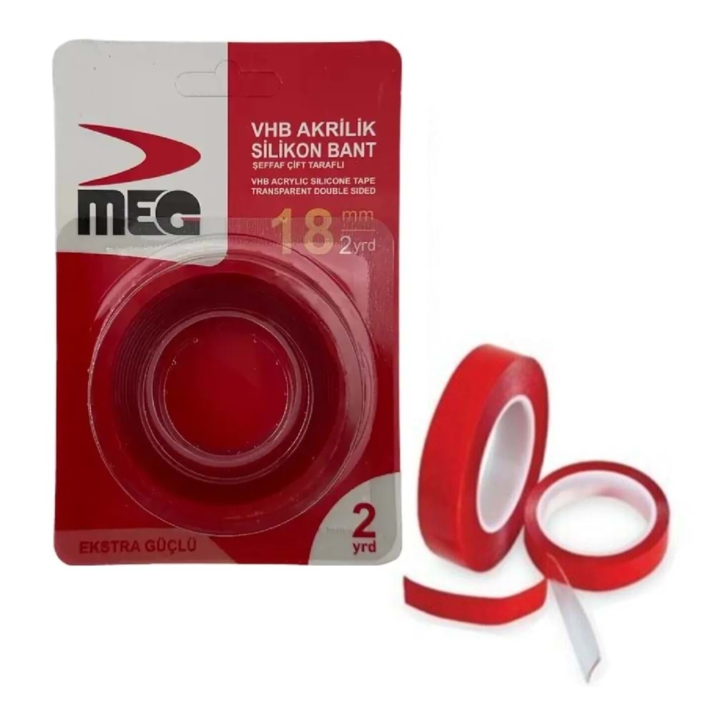 5219 Meg VHB Akrilik Silikon Bant 18mm 2yrd