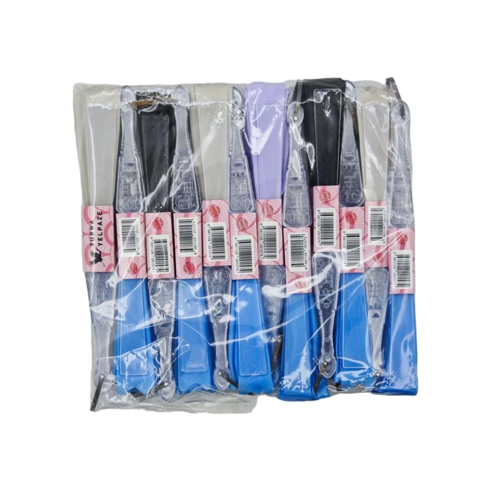 04236 Renkli Dantel Desenli Plastik Yelpaze