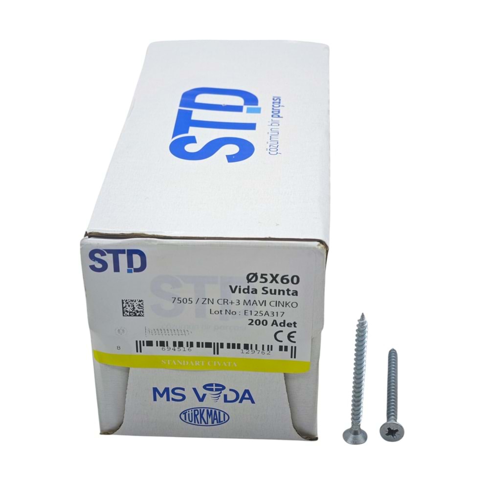 5060 STD 5*60mm Çinko Sunta Vidası 200lü