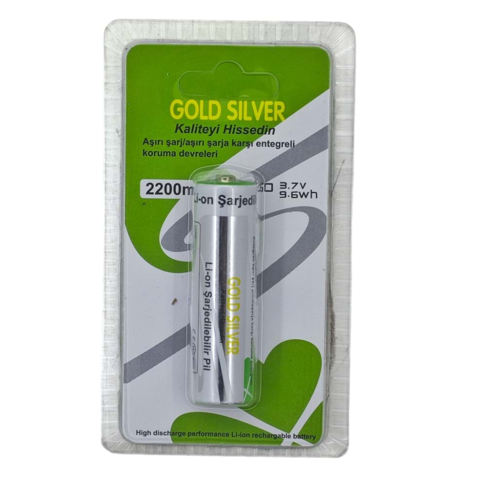 18650 Gold Silver 3.7V 2200mAhı Li-ion Şarjl Pil