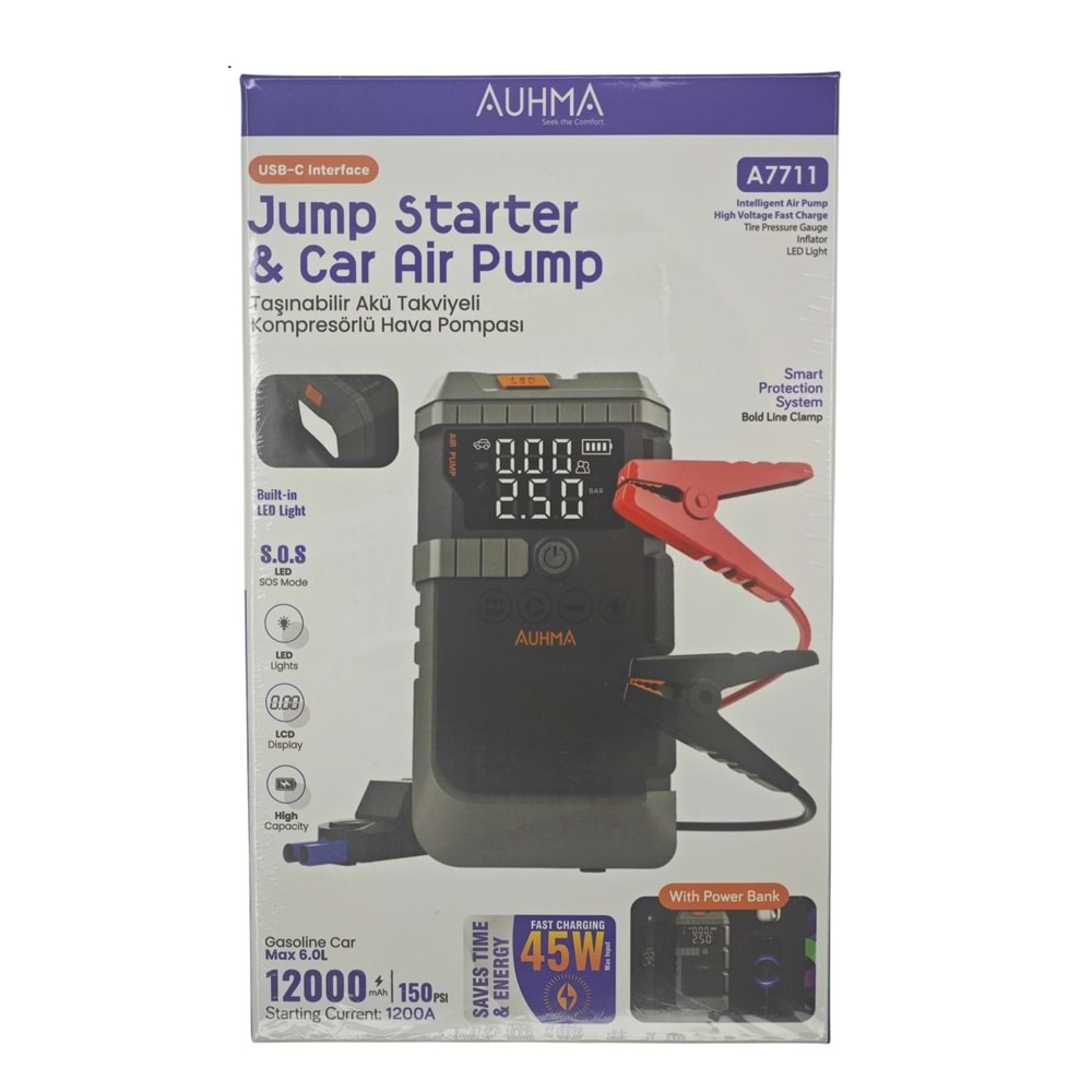 A7711 Auhma 12000A Akü Takviyeli - 150PSI Lastik Hava Kompresörü
