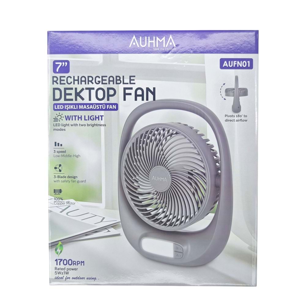 AUFN01 Auhma Led Işıklı Masaüstü Mini Fan
