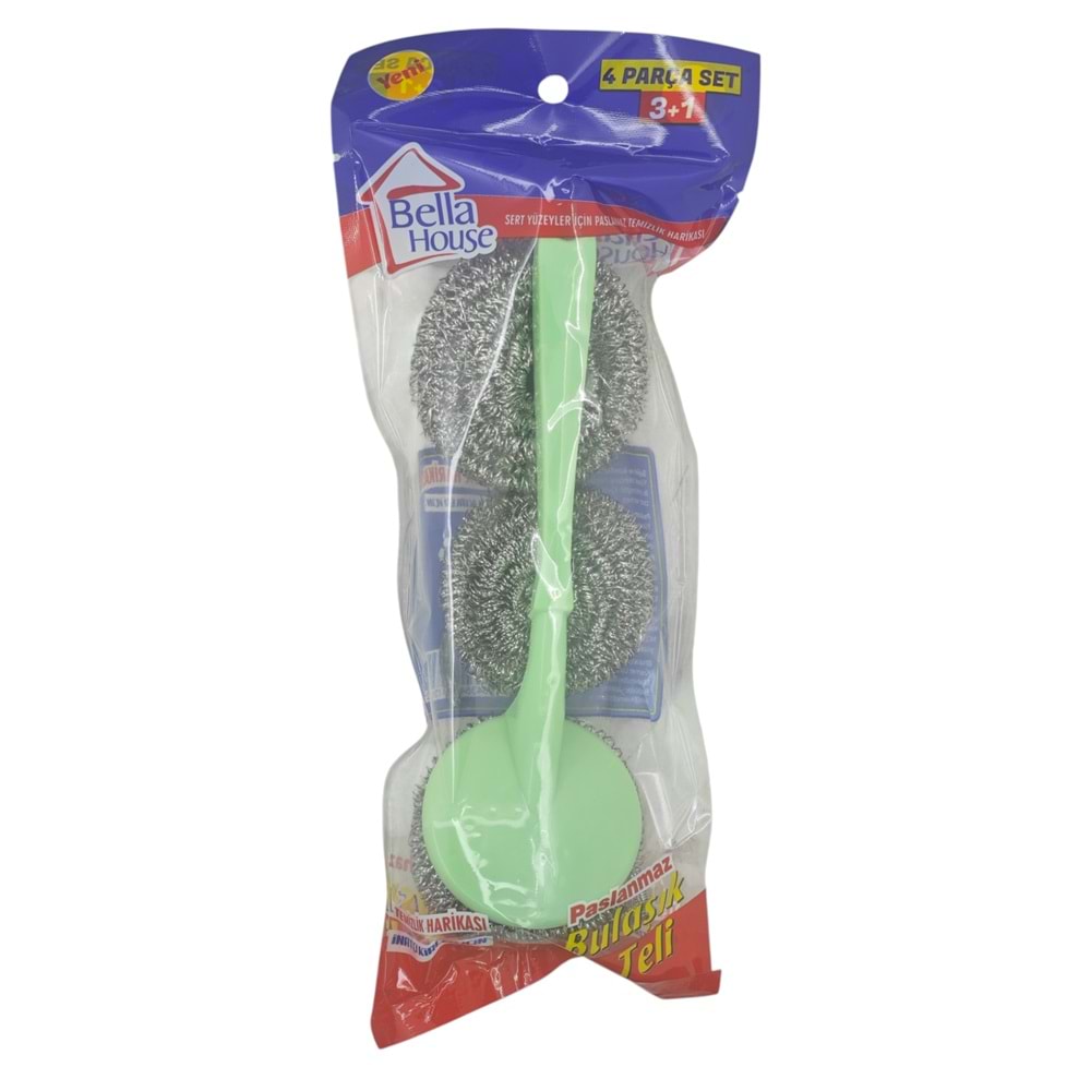 K-7392 Bella Haouse Saplı Bulaşık Teli - 2 Yedekli