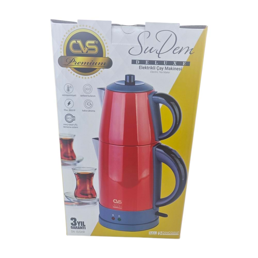 DN 1515KI CVS Elektrikli Çay Makinesi 1800W - Kırmızı