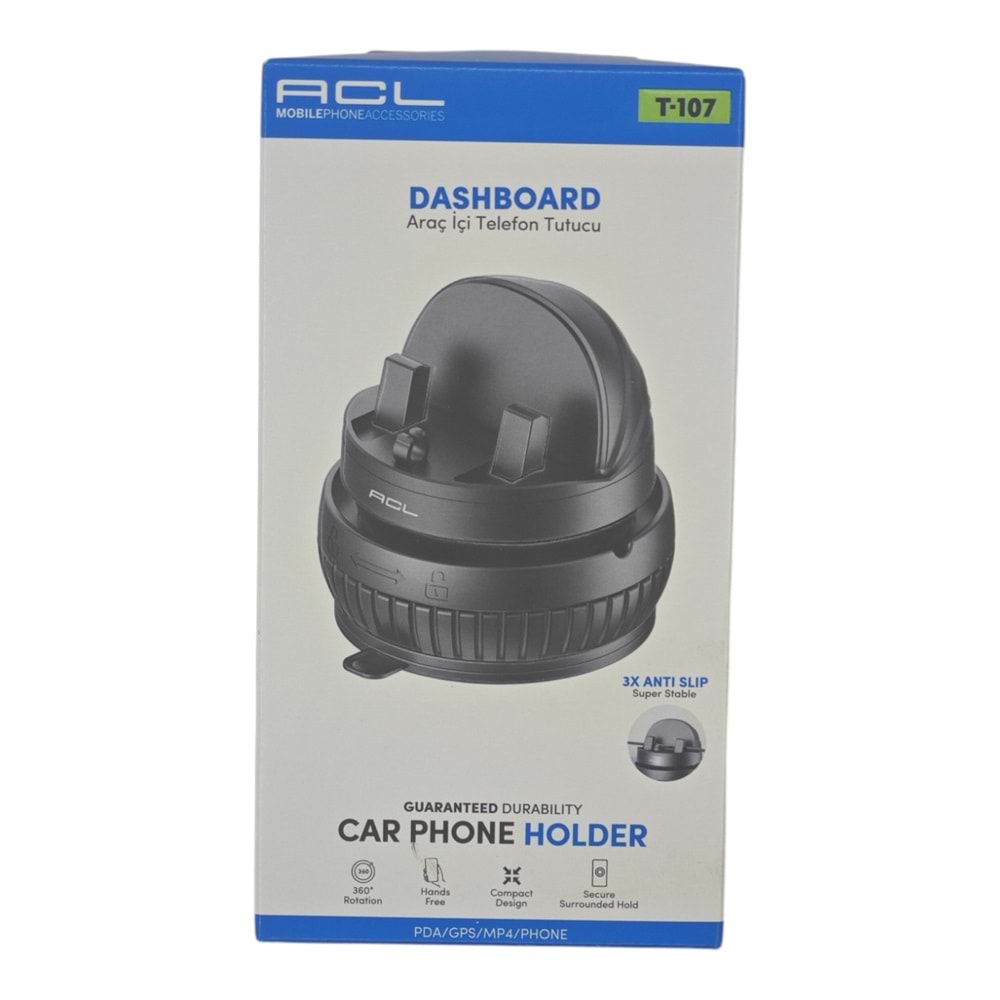 T-107 ACL Araç İçi Telefon Tutucu 360°