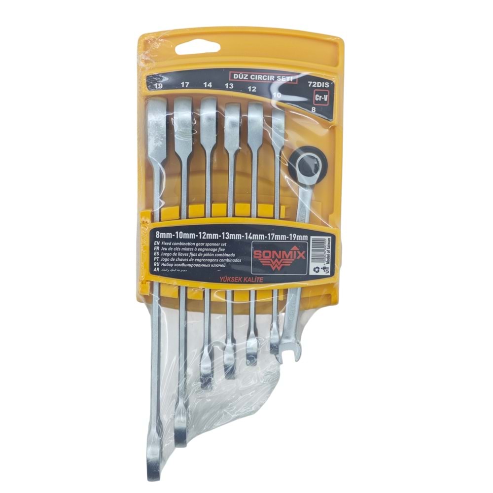 0010 Sonmix Düz Cırcır Anahtar Seti 7prç -8-19mm