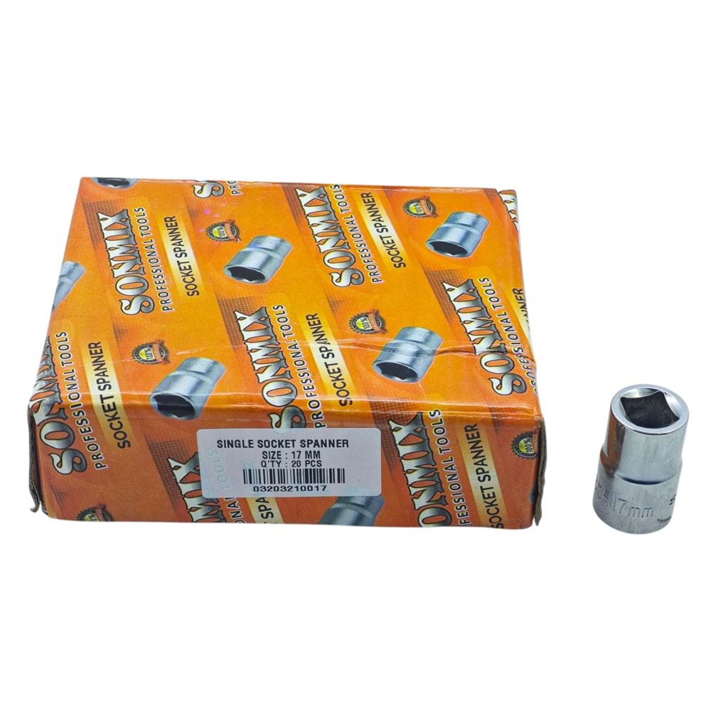 SNX-KL17 Sonmix Cr-V 6 Köşe Kısa Lokma 17mm