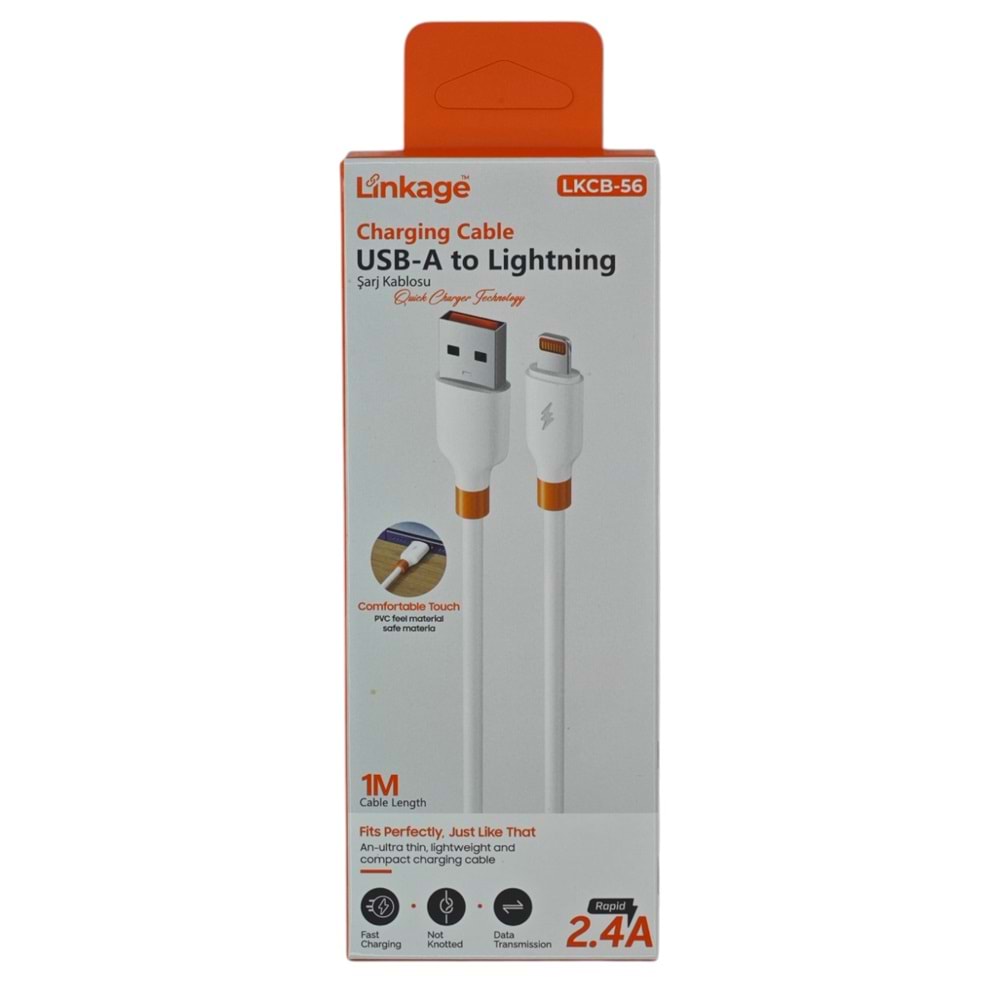 LKCB-56 Linkage 2.4A USB-A to Lightning Şarj Data Kablosu