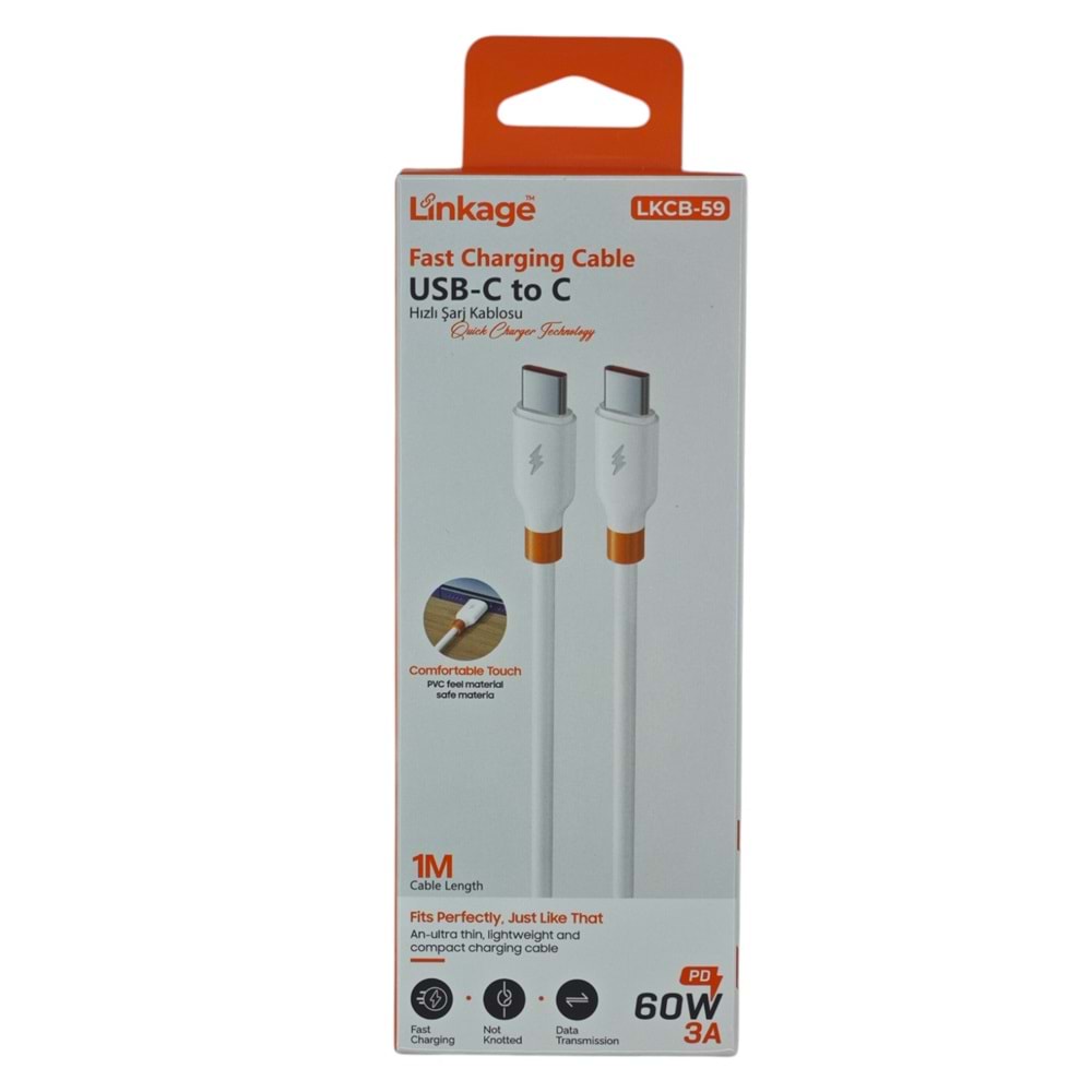 LKCB-59 Linkage 3A PD 60W USB-C to Type-C Şarj Data Kablosu