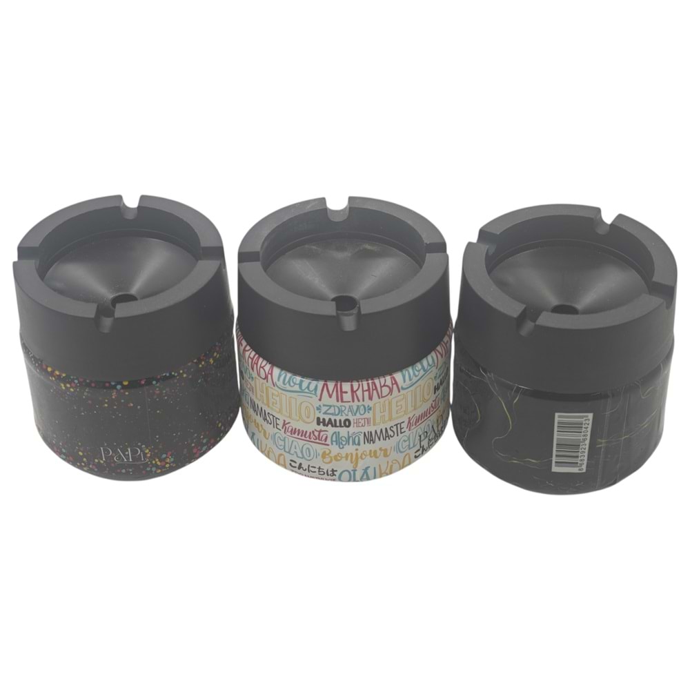 06236 Plastik İçli Kokusuz Küllük 330cc - Cam - Desenli