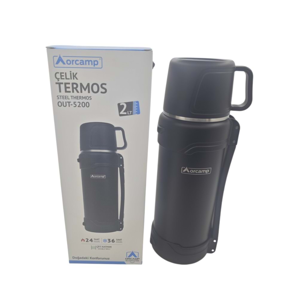 OUT-5200 Orcamp Bardak Kapaklı Çelik Termos 2000ml