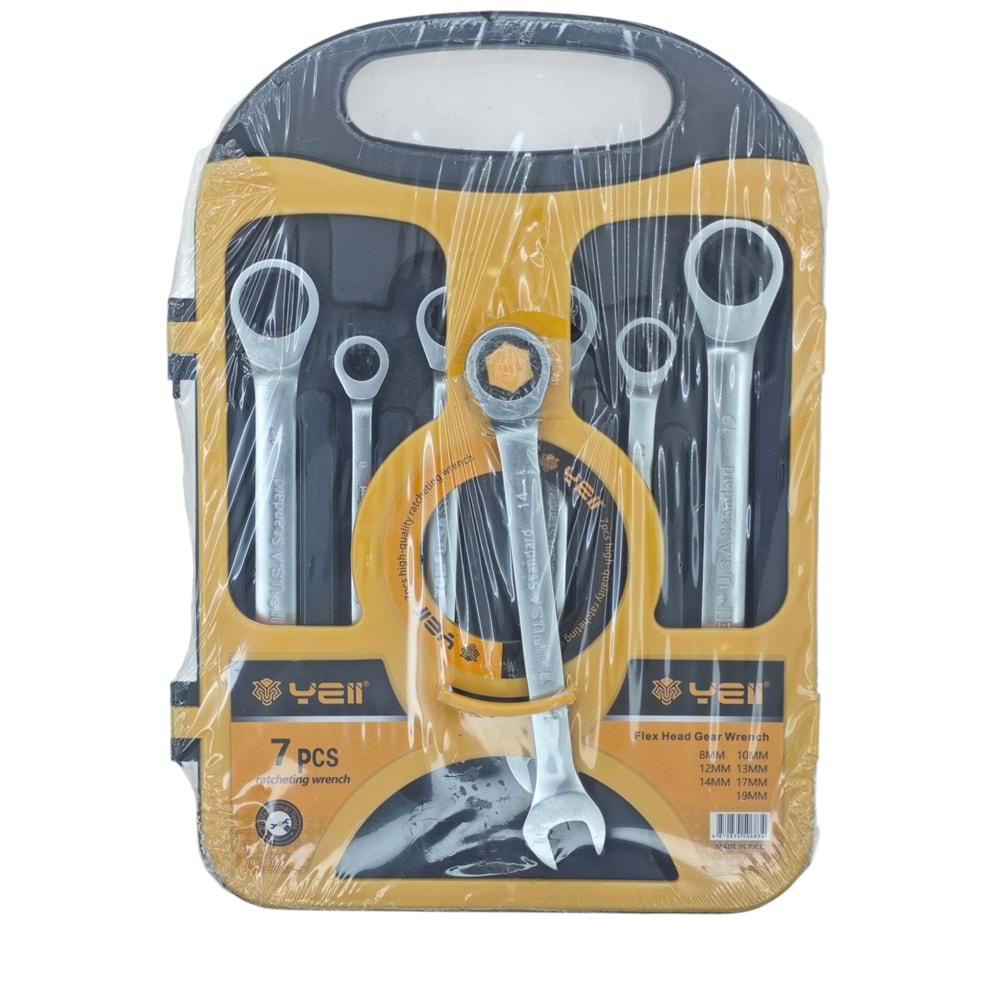 06671 Yeii Düz Cırcır Anahtar Seti 7prç - 8-19mm