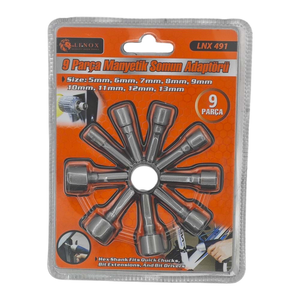 LNX 491 Lenox Manyetikli Somun Adaptörü 9prç