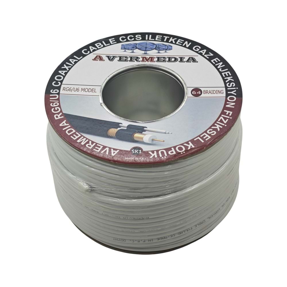 A64-SK1 Avermedia RG6/U6 Koaksiyel Antel Kablosu 100m