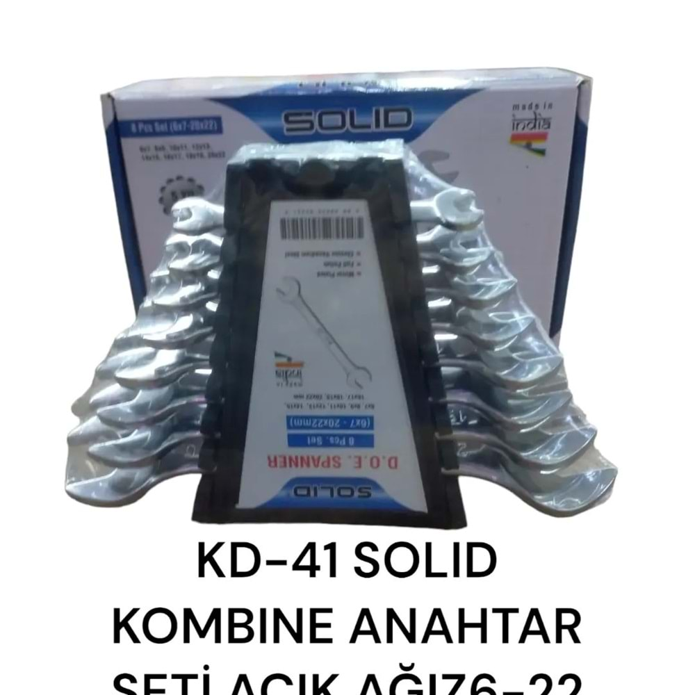 Kd-41 Solıd Kombine Anahtar Seti 8Li 6-22Mm - Düz