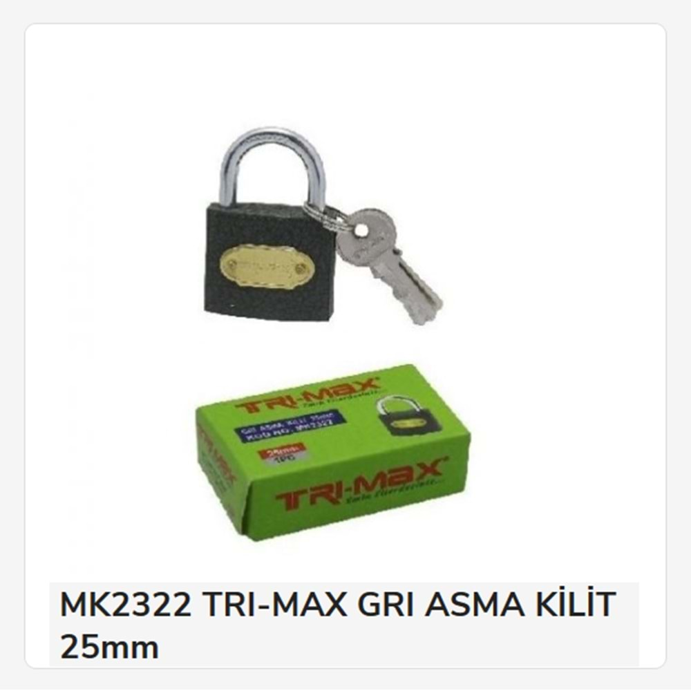 Mk2322 Trı-Max Asma Kilit 25Mm (Grı)