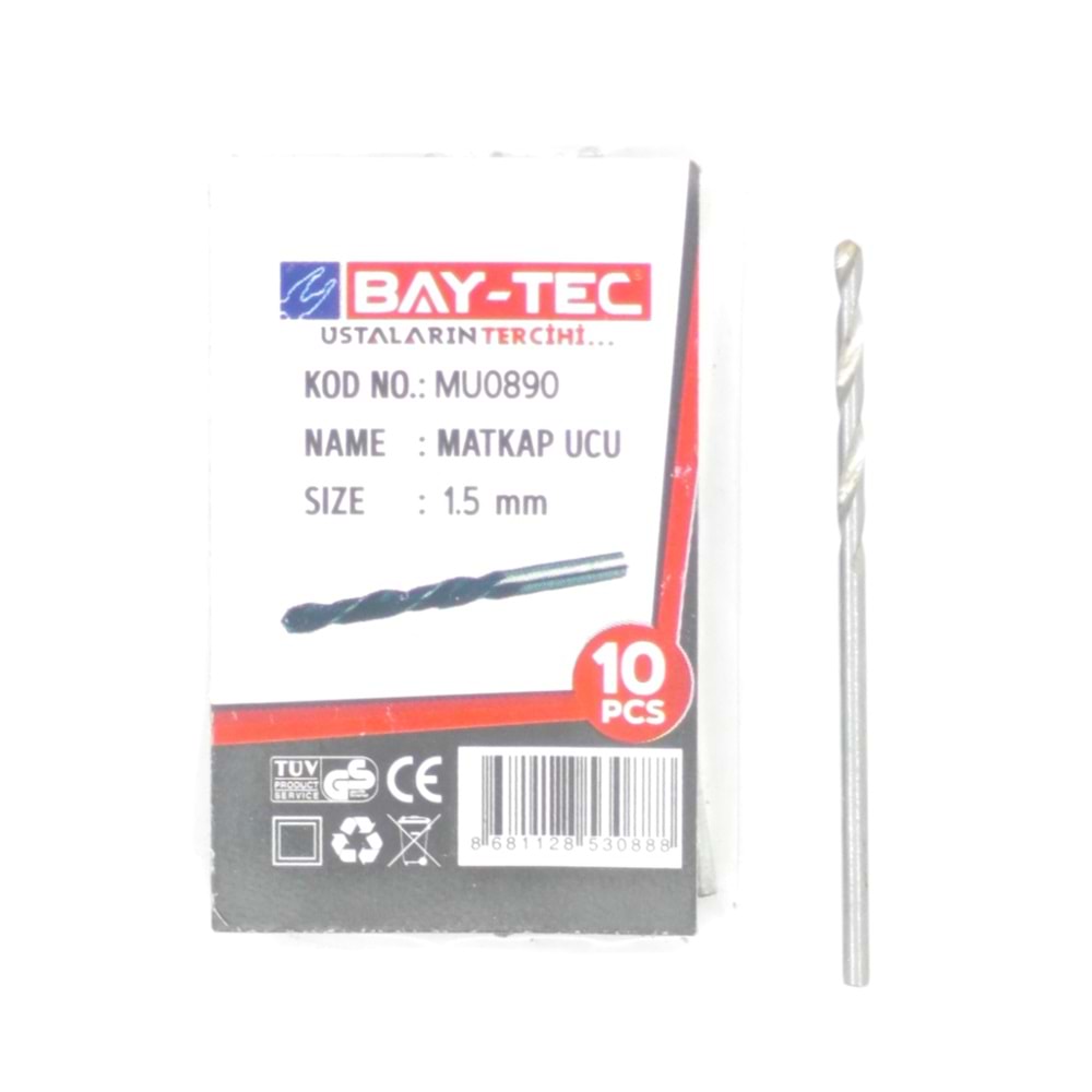 MU0890 Bay-Tec Hss Matkap Ucu 1.5mm (Siyah-Beyaz)