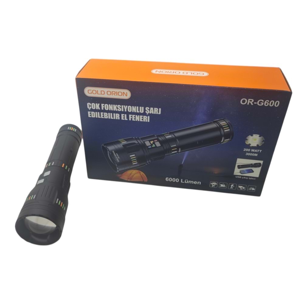 OR-G600 Gold Orion 200W Şarjlı El Feneri 6000 Lümen