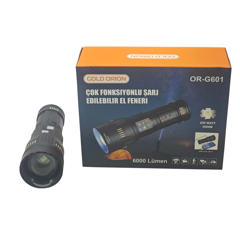 OR-G601 Gold Orion 200W Şarjlı El Feneri 6000 Lümen