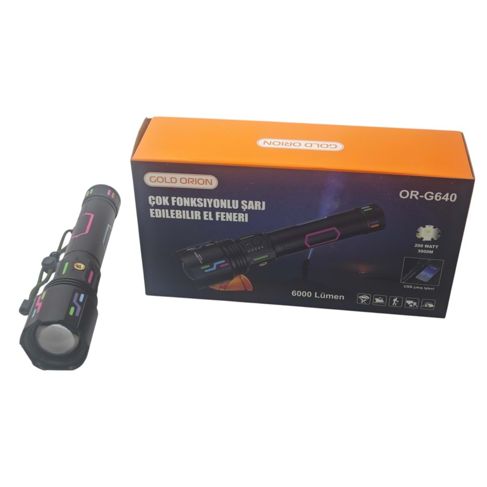 OR-G640 Gold Orion 200W Şarjlı El Feneri 6000 Lümen