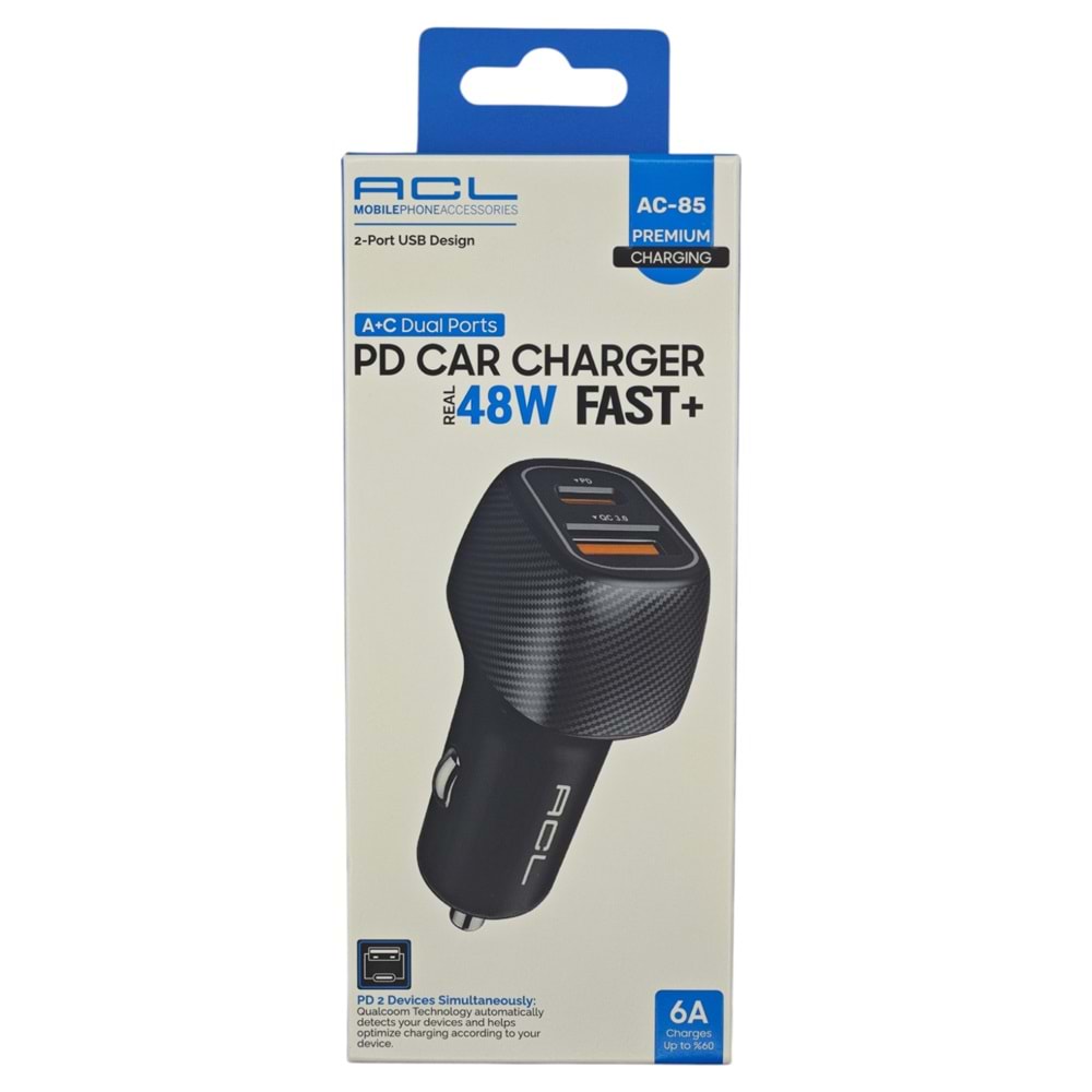 AC-85 ACL 6A PD48W Hızlı Oto Şarj Aleti