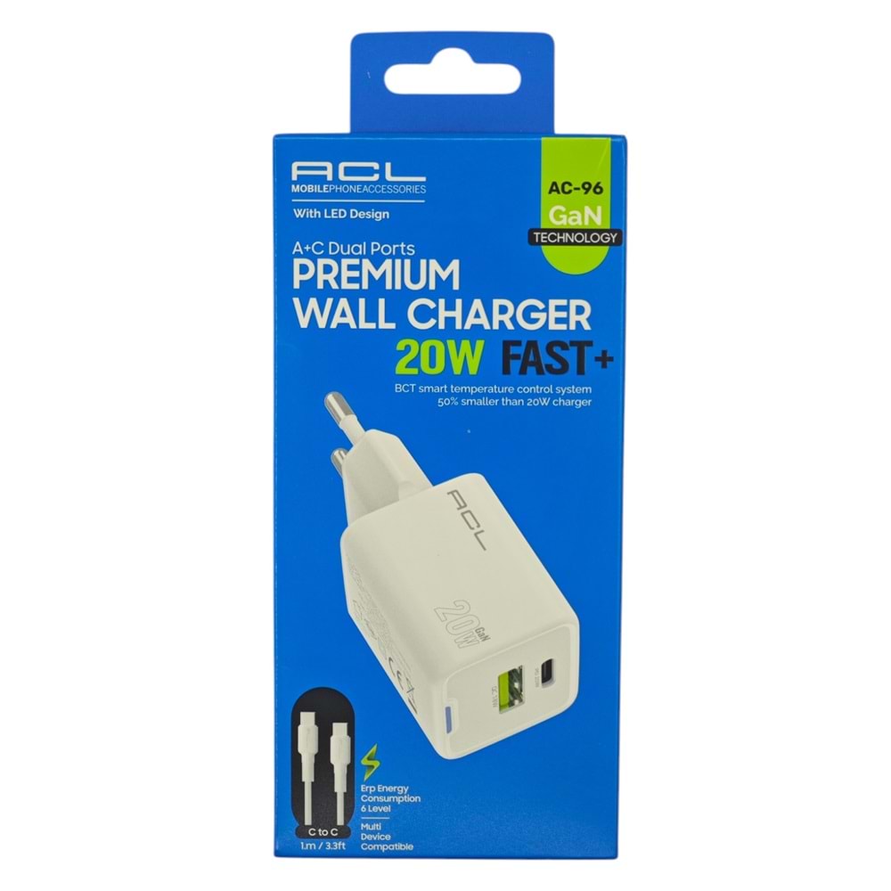 AC-96 ACL PD 20W 1*USB-A 1*USB-C Hızlı Şarj Aleti