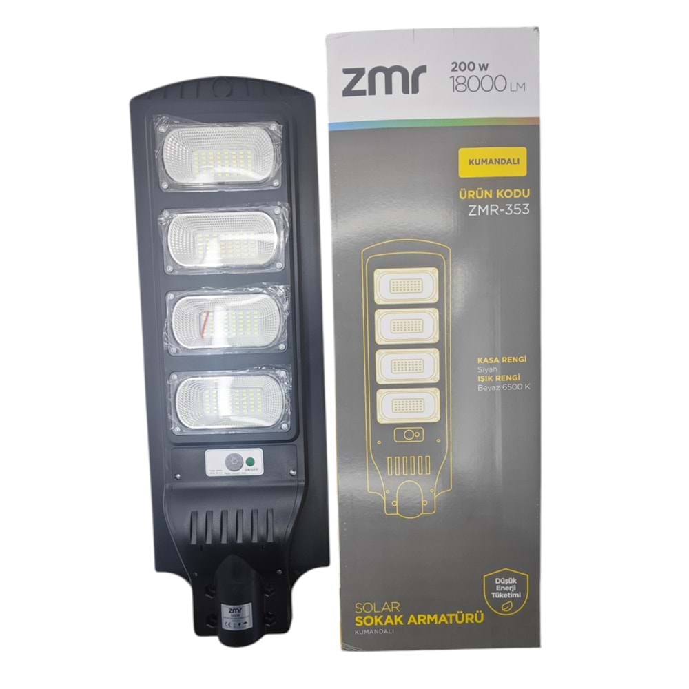 ZMR-353 ZMR 200W Led Solar Şarjlı Sokak Armatürü - Kumandalı