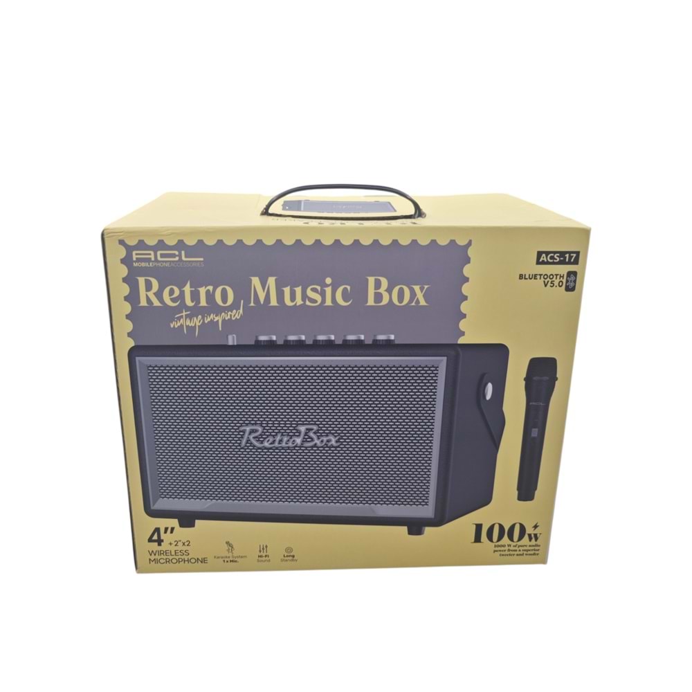 ACS-17 ACL Mikrofonlu Bluetootlu Şarjlı Müzik Kutusu 100W