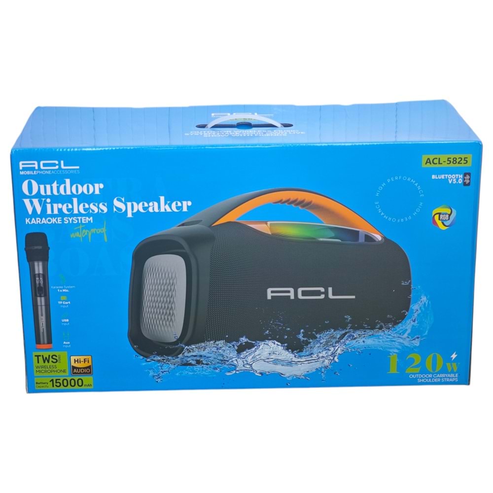 ACL-5825 ACL Mikrofonlu Bluetootlu Şarjlı Müzik Kutusu 120W