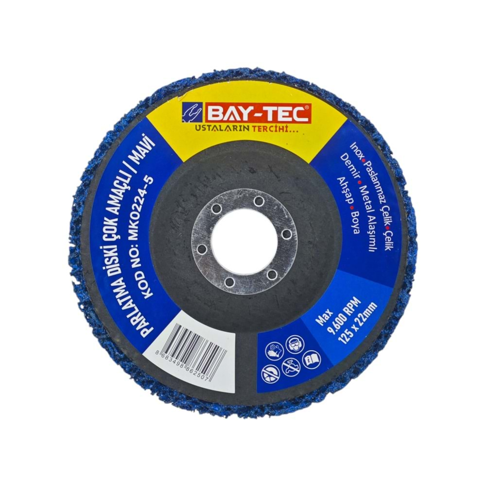 MK0224-5 Bay-Tec Çok Amaçlı Parlatıcı Disk 125mm - Mavi